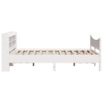 vidaXL Cadru de pat cu tăblie, alb, 140x200 cm, lemn masiv de pin vidaXL Cadru de pat cu tăblie, alb, 140x200 cm, lemn masiv de pin
