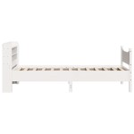 vidaXL Cadru de pat cu tăblie, alb, 100x200 cm, lemn masiv pin vidaXL Cadru de pat cu tăblie, alb, 100x200 cm, lemn masiv pin