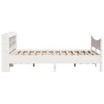 vidaXL Cadru de pat cu tăblie, alb, 135x190 cm, lemn masiv de pin vidaXL Cadru de pat cu tăblie, alb, 135x190 cm, lemn masiv de pin
