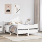 vidaXL Cadru de pat cu tăblie, alb, 120x190 cm, lemn masiv pin vidaXL Cadru de pat cu tăblie, alb, 120x190 cm, lemn masiv pin
