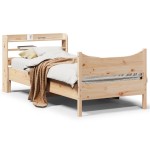 vidaXL Cadru de pat cu tăblie, 75x190 cm, lemn masiv de pin vidaXL Cadru de pat cu tăblie, 75x190 cm, lemn masiv de pin
