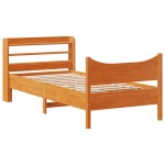 vidaXL Cadru de pat cu tăblie, maro ceruit, 75x190 cm, lemn masiv pin vidaXL Cadru de pat cu tăblie, maro ceruit, 75x190 cm, lemn masiv pin