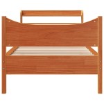 vidaXL Cadru de pat cu tăblie, maro ceruit, 75x190 cm, lemn masiv pin vidaXL Cadru de pat cu tăblie, maro ceruit, 75x190 cm, lemn masiv pin