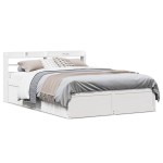 vidaXL Cadru de pat cu tăblie, alb, 140x200 cm, lemn masiv de pin vidaXL Cadru de pat cu tăblie, alb, 140x200 cm, lemn masiv de pin