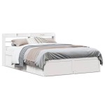 vidaXL Cadru de pat cu tăblie, alb, 120x200 cm, lemn masiv de pin vidaXL Cadru de pat cu tăblie, alb, 120x200 cm, lemn masiv de pin