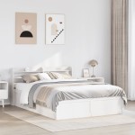 vidaXL Cadru de pat cu tăblie, alb, 140x190 cm, lemn masiv de pin vidaXL Cadru de pat cu tăblie, alb, 140x190 cm, lemn masiv de pin