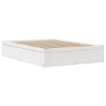 vidaXL Cadru de pat cu tăblie, alb, 140x190 cm, lemn masiv de pin vidaXL Cadru de pat cu tăblie, alb, 140x190 cm, lemn masiv de pin