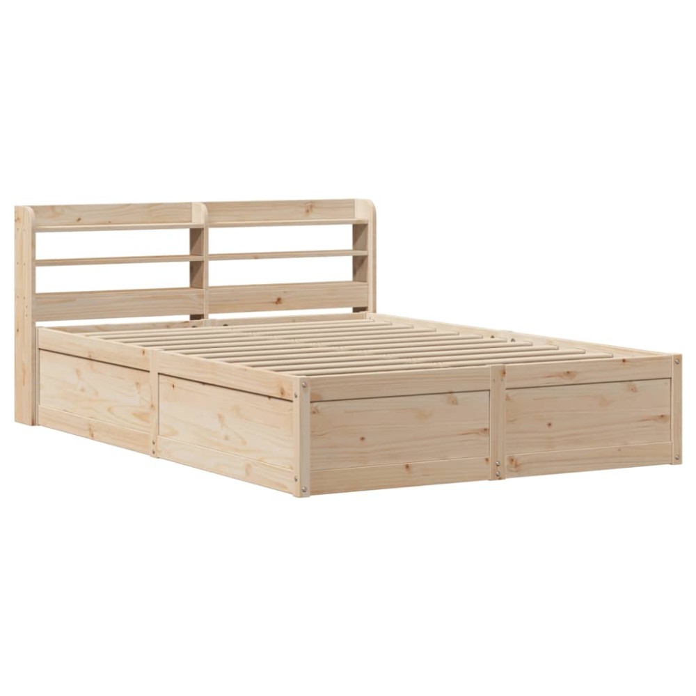 vidaXL Cadru de pat cu tăblie, 135x190 cm, lemn masiv de pin