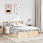 vidaXL Cadru de pat cu tăblie, 135x190 cm, lemn masiv de pin vidaXL Cadru de pat cu tăblie, 135x190 cm, lemn masiv de pin