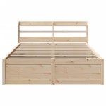 vidaXL Cadru de pat cu tăblie, 135x190 cm, lemn masiv de pin vidaXL Cadru de pat cu tăblie, 135x190 cm, lemn masiv de pin
