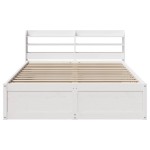 vidaXL Cadru de pat cu tăblie, alb, 135x190 cm, lemn masiv de pin vidaXL Cadru de pat cu tăblie, alb, 135x190 cm, lemn masiv de pin