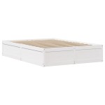 vidaXL Cadru de pat cu tăblie, alb, 135x190 cm, lemn masiv de pin vidaXL Cadru de pat cu tăblie, alb, 135x190 cm, lemn masiv de pin