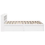 vidaXL Cadru de pat cu tăblie, alb, 135x190 cm, lemn masiv de pin vidaXL Cadru de pat cu tăblie, alb, 135x190 cm, lemn masiv de pin