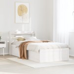 vidaXL Cadru de pat cu tăblie, alb, 90x190 cm, lemn masiv pin vidaXL Cadru de pat cu tăblie, alb, 90x190 cm, lemn masiv pin
