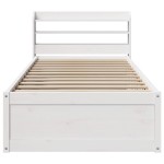 vidaXL Cadru de pat cu tăblie, alb, 90x190 cm, lemn masiv pin vidaXL Cadru de pat cu tăblie, alb, 90x190 cm, lemn masiv pin