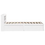 vidaXL Cadru de pat cu tăblie, alb, 90x190 cm, lemn masiv pin vidaXL Cadru de pat cu tăblie, alb, 90x190 cm, lemn masiv pin