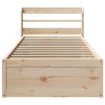vidaXL Cadru de pat cu tăblie, 75x190 cm, lemn masiv de pin vidaXL Cadru de pat cu tăblie, 75x190 cm, lemn masiv de pin