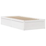 vidaXL Cadru de pat cu tăblie, alb, 75x190 cm, lemn masiv de pin