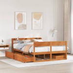 vidaXL Cadru de pat fără saltea, maro ceruit 140x200 cm lemn masiv pin vidaXL Cadru de pat fără saltea, maro ceruit 140x200 cm lemn masiv pin