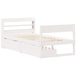 vidaXL Cadru de pat fără saltea, alb, 90x200 cm, lemn masiv pin