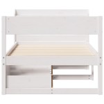vidaXL Cadru de pat fără saltea, alb, 90x200 cm, lemn masiv pin