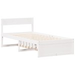 vidaXL Cadru de pat fără saltea, alb, 90x200 cm, lemn masiv pin