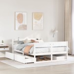 vidaXL Cadru de pat fără saltea, alb, 140x190 cm, lemn masiv de pin vidaXL Cadru de pat fără saltea, alb, 140x190 cm, lemn masiv de pin