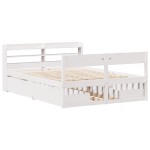 vidaXL Cadru de pat fără saltea, alb, 140x190 cm, lemn masiv de pin vidaXL Cadru de pat fără saltea, alb, 140x190 cm, lemn masiv de pin