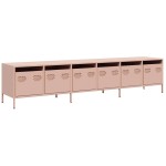 vidaXL Dulap TV, roz, 202x39x43,5 cm, oțel laminat la rece
