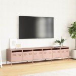 vidaXL Dulap TV, roz, 202x39x43,5 cm, oțel laminat la rece