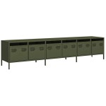vidaXL Dulap TV, verde măsliniu, 202x39x43,5 cm, oțel laminat la rece