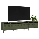 vidaXL Dulap TV, verde măsliniu, 202x39x43,5 cm, oțel laminat la rece