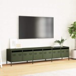 vidaXL Dulap TV, verde măsliniu, 202x39x43,5 cm, oțel laminat la rece