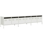 vidaXL Dulap TV, alb, 202x39x43,5 cm, oțel laminat la rece vidaXL Dulap TV, alb, 202x39x43,5 cm, oțel laminat la rece