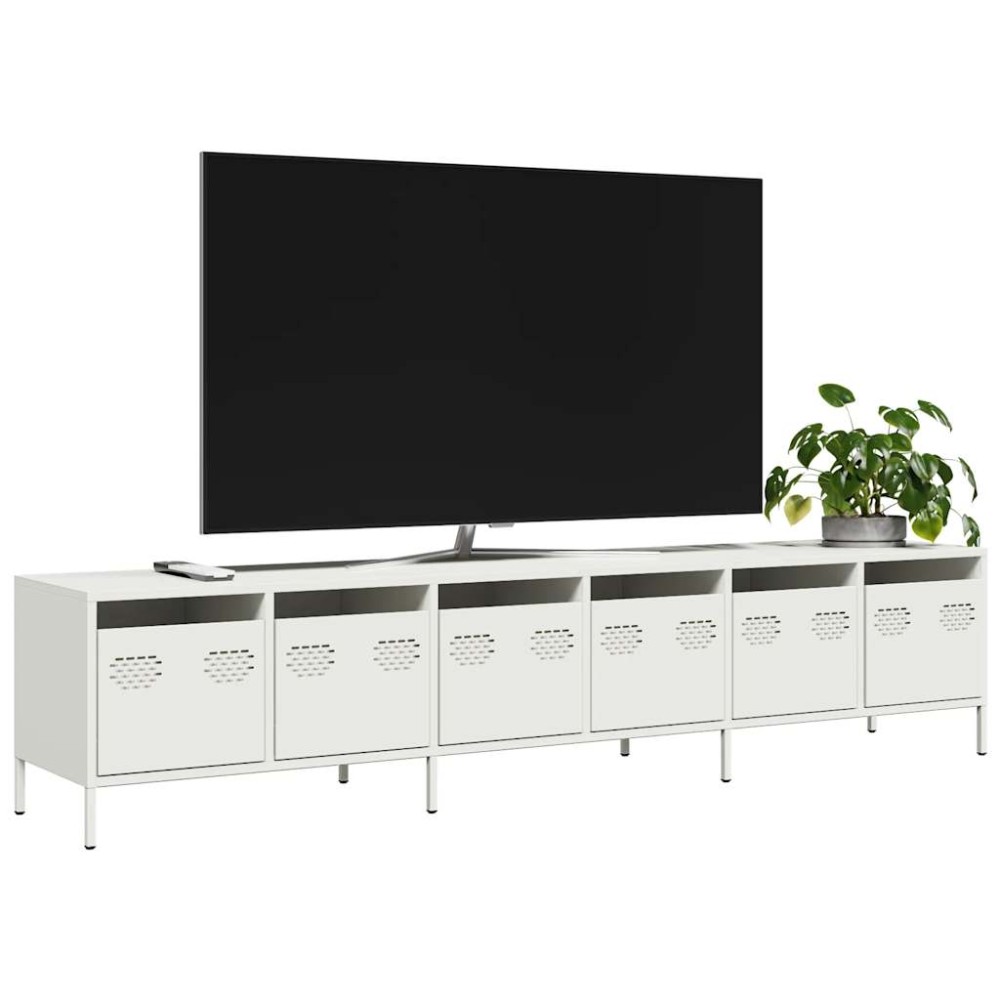 vidaXL Dulap TV, alb, 202x39x43,5 cm, oțel laminat la rece