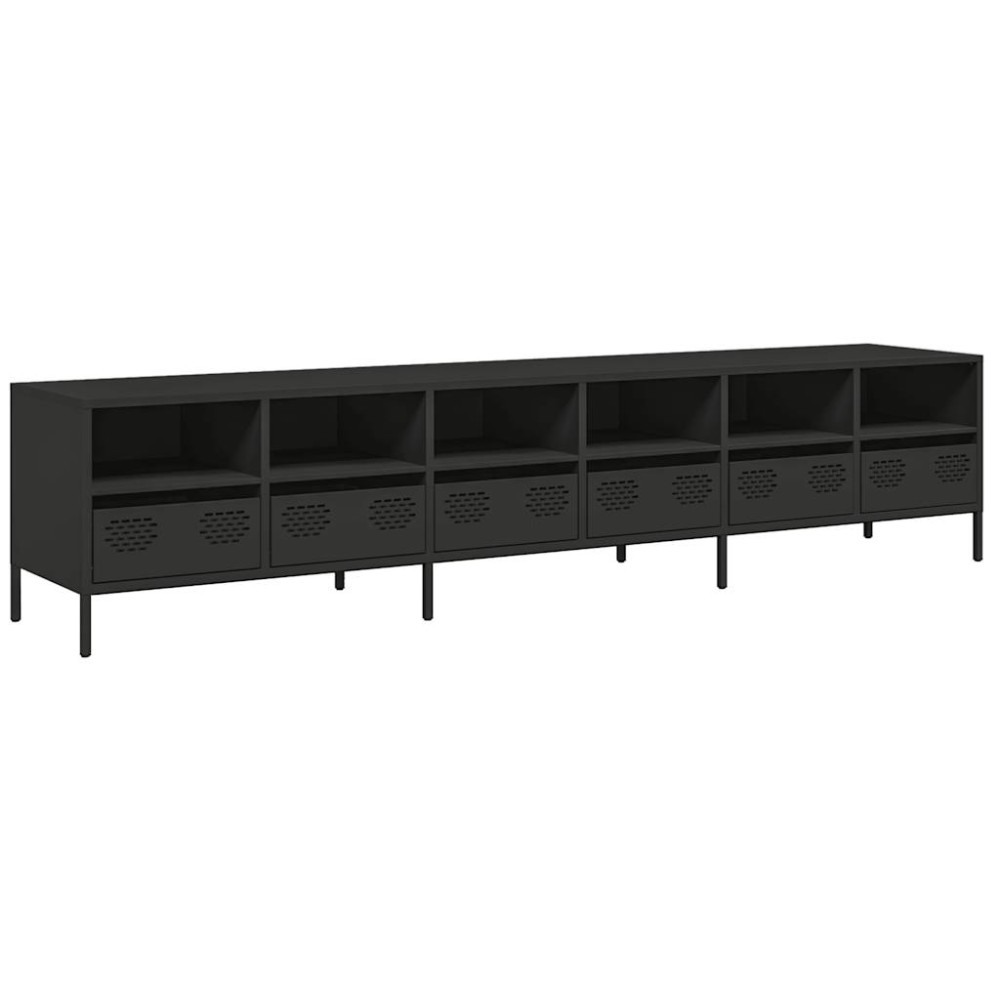 vidaXL Dulap TV, negru, 202x39x43,5 cm, oțel laminat la rece