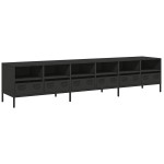 vidaXL Dulap TV, negru, 202x39x43,5 cm, oțel laminat la rece vidaXL Dulap TV, negru, 202x39x43,5 cm, oțel laminat la rece
