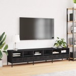 vidaXL Dulap TV, negru, 202x39x43,5 cm, oțel laminat la rece vidaXL Dulap TV, negru, 202x39x43,5 cm, oțel laminat la rece