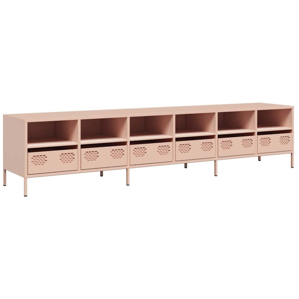 vidaXL Dulap TV, roz, 202x39x43,5 cm, oțel laminat la rece