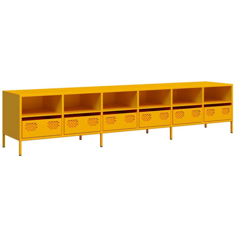 vidaXL Dulap TV, galben muștar, 202x39x43,5 cm, oțel laminat la rece