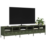 vidaXL Dulap TV, verde măsliniu, 202x39x43,5 cm, oțel laminat la rece vidaXL Dulap TV, verde măsliniu, 202x39x43,5 cm, oțel laminat la rece