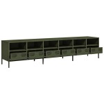 vidaXL Dulap TV, verde măsliniu, 202x39x43,5 cm, oțel laminat la rece vidaXL Dulap TV, verde măsliniu, 202x39x43,5 cm, oțel laminat la rece