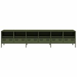 vidaXL Dulap TV, verde măsliniu, 202x39x43,5 cm, oțel laminat la rece vidaXL Dulap TV, verde măsliniu, 202x39x43,5 cm, oțel laminat la rece