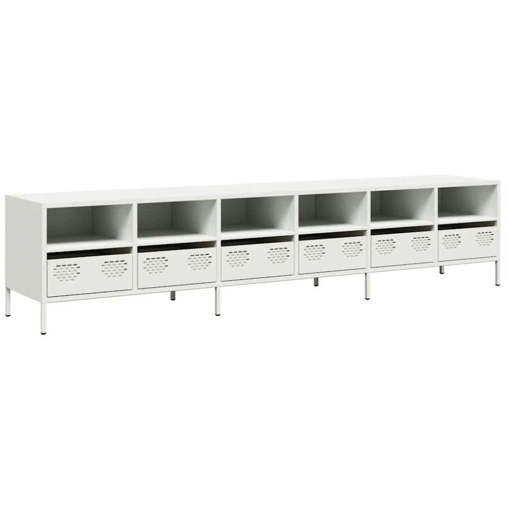 vidaXL Dulap TV, alb, 202x39x43,5 cm, oțel laminat la rece