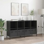 vidaXL Dulap, negru, 135x39x73,5 cm, oțel laminat la rece