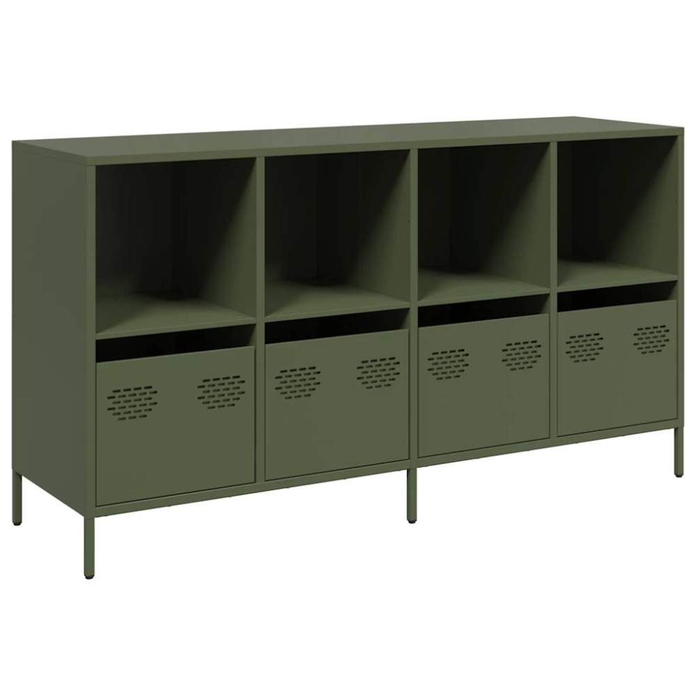 vidaXL Dulap, verde măsliniu, 135x39x73,5 cm, oțel laminat la rece