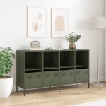 vidaXL Dulap, verde măsliniu, 135x39x73,5 cm, oțel laminat la rece