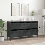 vidaXL Dulap, negru, 135x39x73,5 cm, oțel laminat la rece