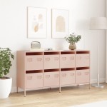 vidaXL Dulap, roz, 135x39x73,5 cm, oțel laminat la rece