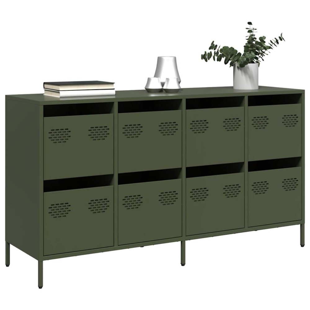 vidaXL Dulap, verde măsliniu, 135x39x73,5 cm, oțel laminat la rece